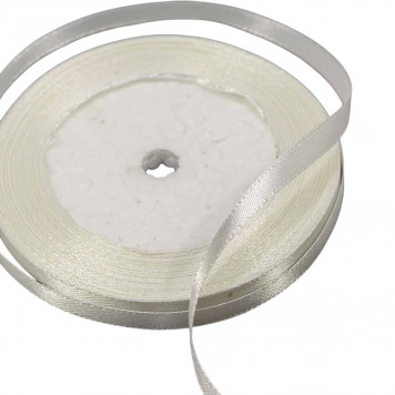 Лента атласная Сатин Теплый белый 6мм 25ярд