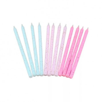 Свечи Бело-розовые 13см, 12шт