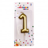 Свеча цифра 1 золотая 8,5см