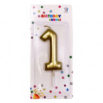 Свеча цифра 1 золотая 8,5см
