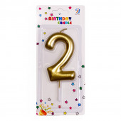 Свеча цифра 2 золотая 8,5см