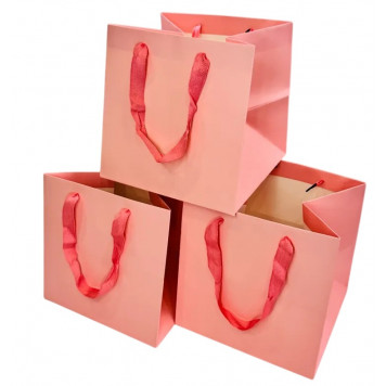 Пакет 25*25*25 подарочный розовый