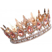 Корона со стразами розовая