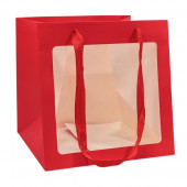 Пакет подарочный Красный с окошком 25*25*25см