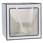 Пакет подарочный Белый/Черный с окошком 20*20*20см