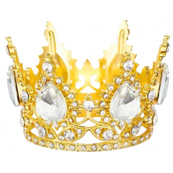 Корона со стразами 5см золото