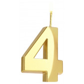 Свеча в торт на шпажке «Цифра 4», золотая, 5 см