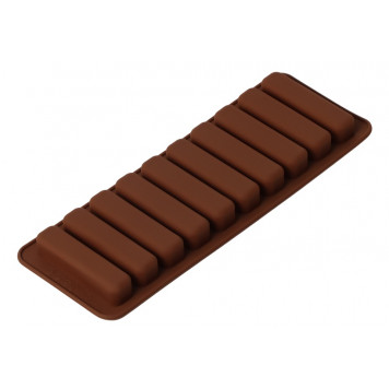 Форма для выпечки печенья Доляна «Савоярди», силикон, 26×9.5 см, 10 ячеек (7.1×1.7 см), коричневая