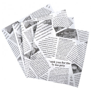 Бумага жиростойкая"Газета",чёрно-белая, в листах 18 х18 см   10781658