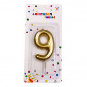 Свеча Цифра 9 Золотой 6см