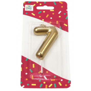 Свеча Цифра 7 Золотой 6см