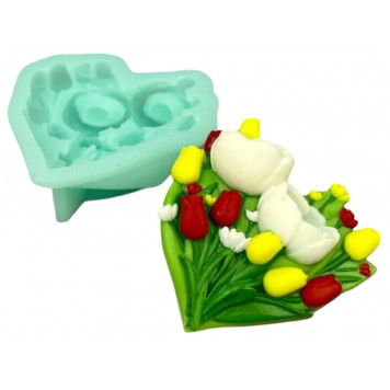 Силиконовая форма 2366 Сердце из тюльпанов 2