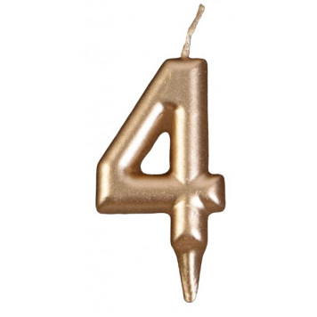 Свеча для торта, цифра «4», шампань, 3 х 6 см