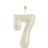 Свеча в торт «Праздник» цифра 7, жемчужный перламутр с блестками