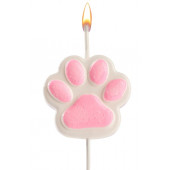 Свеча для торта на шпажке «Лапка - сквиш», бело-розовая