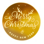 Украшение круглое Merry Christmas №4 золото, 10шт