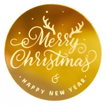 Украшение круглое Merry Christmas золото, 10шт