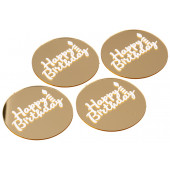 Набор топперов без шпажки "happy birthday" свеча золото, 5см