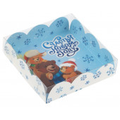 Коробка для кондитерских изделий с пластиковой крышкой «Сказочного Нового года», 10.5 х 10.5 х 3