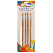 Набор кистей синтетика 4 штуки, №2, круглые, блистер, деревянная ручка