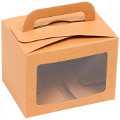 Коробка складная, с окном и ручкой, крафтовая, 7×7×10 см