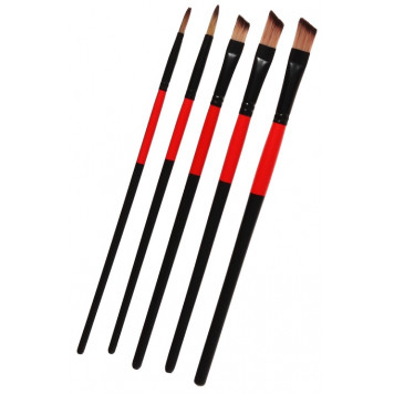 Набор кистей нейлон 5 штук: 2 круглые, 3 плоские