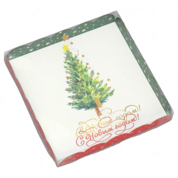 Коробка для кондитерских изделий с пластиковой крышкой «С Новым годом!», 18 х 3 см