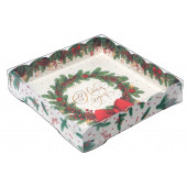 Коробка для кондитерских изделий новогодняя с пластиковой крышкой «Бант», 15 х 15 х 3 см