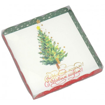 Коробка для кондитерских изделий новогодняя с пластиковой крышкой «Зимнего счастья», 13 х 13 х 3 см