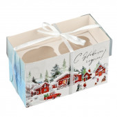 Коробка для капкейка «С Новым годом», зимний отдых, 16 х 8 х 10 см