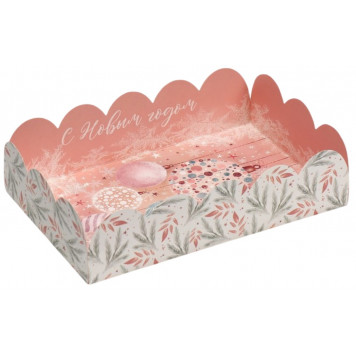 Коробка новогодняя подарочная с пластиковой крышкой «Нежно-розовая», 20 х 30 х 8 см
