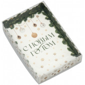 Коробка для макарун «С Новым годом», веточки, 18 х 12 х 3.5 см