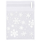 Пакет подарочный новогодний БОПП с липкой лентой, «Снежинки», 7×7+3 см