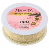 Лента капроновая с металлической нитью «Блёстки», 25 мм × 2.7 ± 0.5 м, цвет золотой