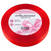Лента атласная, с золотым люрексом, 15 мм, 23±1 м, красная №026