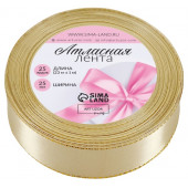 Лента атласная, с золотым люрексом, 25 мм, 23±1 м, золотисто-бежевая №087