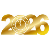 Набор топперов 2026 с часами с белым циферблатом ММ, 4шт