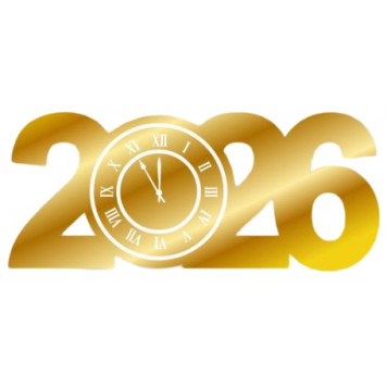 Набор топперов 2026 с часами с белым циферблатом ММ, 4шт