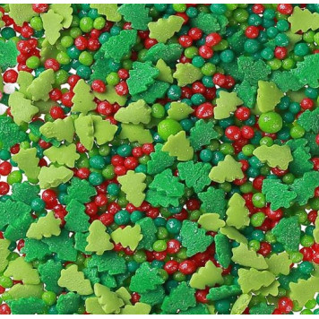 Посыпки Зеленые  елки со цветными шариками 55, 50г