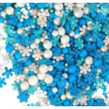 Посыпки Голубые, синие, белые шарики и снежинки 58, 50г