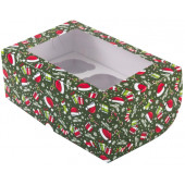 Коробка 6 капкейков Рождественское ассорти с окном