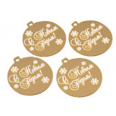 Набор топперов С новым годом, снежинки золото 5см, 4шт