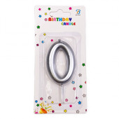 Свеча Цифра 0 серебро 6см