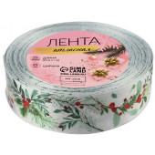 Лента атласная «Рождественский венок», 25 мм, 23±1 м
