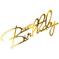 Топпер Happy Birthday 2 золотой акрил