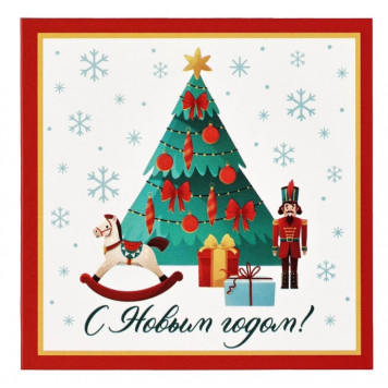 Открытка-мини новогодняя «Лошадь 2026», щелкунчик, 7×7 см