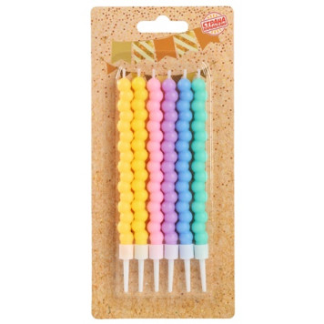 Свечи для торта «Жемчужины», 6 шт., разноцветные