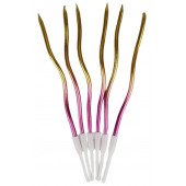 Свечи Спираль розово-золотые 6шт, 14,5см