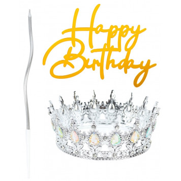 Набор декора для торта: топпер, корона, свеча