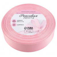 Лента репсовая, 25 мм, 23±1 м, светло-розовая №04